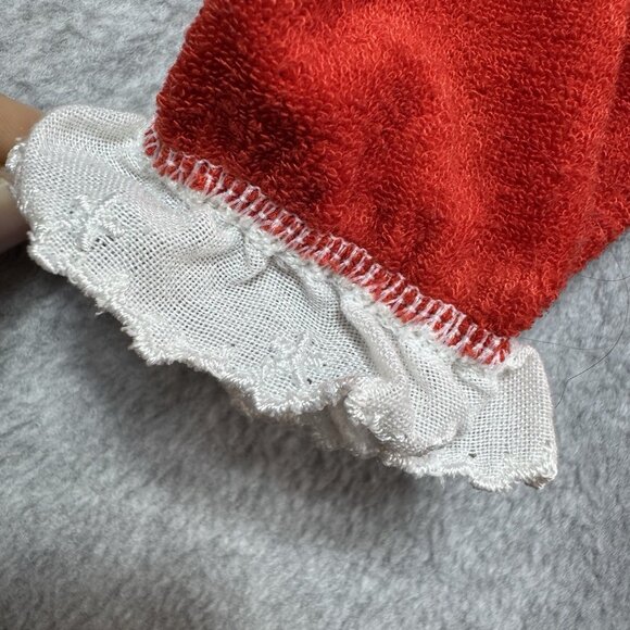 VTG Rare 70s 80s Carter’s Baby 3m Christmas Lace Rose Red Romper One-Piece Terry - Picture 6 of 9